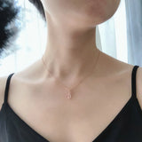 925 Silver Sakura Pendant Necklace Cherry Blossoms Rose Quartz 18K Plated