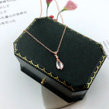 925 Silver Sakura Pendant Necklace Cherry Blossoms Rose Quartz 18K Plated