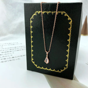 925 Silver Sakura Pendant Necklace Cherry Blossoms Rose Quartz 18K Plated