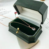 925 Silver Sakura Pendant Necklace Cherry Blossoms Rose Quartz 18K Plated