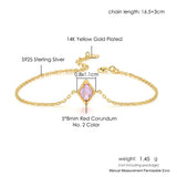925 Silver Charm Bracelet Synthetic Corundum 14K Plated Fine Jewelry