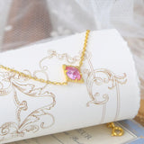 925 Silver Charm Bracelet Synthetic Corundum 14K Plated Fine Jewelry