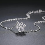Sterling Silver Paw Charm Bracelet Clear Quartz
