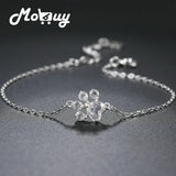 Sterling Silver Paw Charm Bracelet Clear Quartz