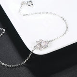 Sterling Silver Paw Charm Bracelet Clear Quartz