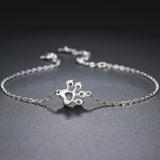 Sterling Silver Paw Charm Bracelet Clear Quartz