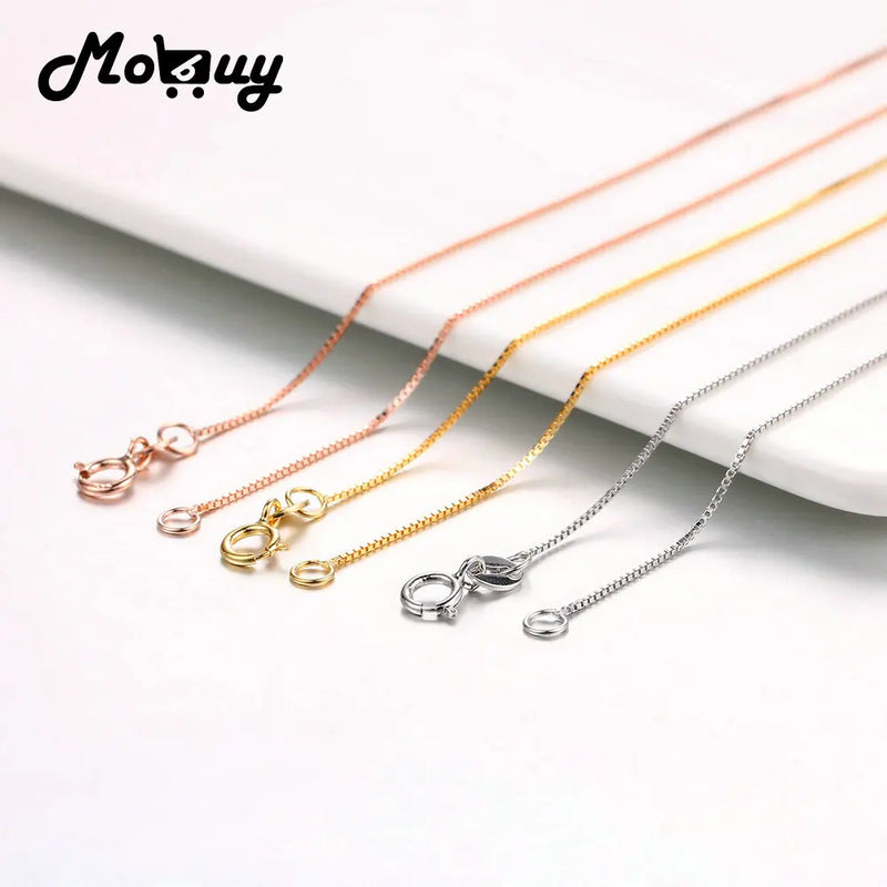 925 Silver Chain 16 Inches Fine Jewelry Box Chain Men Women
