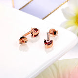 Sterling Silver Garnet Heart Drop Earrings Rose Plated