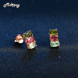 Tourmaline Oval Stud Earrings 925 Silver Rose Plated Jewelry