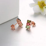 Tourmaline Oval Stud Earrings 925 Silver Rose Plated Jewelry