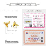 925 Silver Natural Citrine Bee Stud Earrings 14K Yellow Plated Fine Jewelry