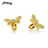 925 Silver Natural Citrine Bee Stud Earrings 14K Yellow Plated Fine Jewelry