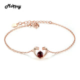 Natural Garnet Gemstone 925 Silver Bracelet for Women