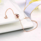 6mm Red Garnet Bracelets Bangle 925 Sterling Silver Rose Plated