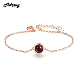 6mm Red Garnet Bracelets Bangle 925 Sterling Silver Rose Plated