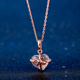 Rose Quartz Heart Cut Bow Necklace Sterling Silver 925