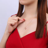 Rose Quartz Heart Cut Bow Necklace Sterling Silver 925