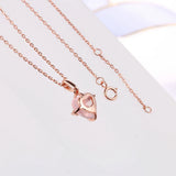 Rose Quartz Heart Cut Bow Necklace Sterling Silver 925