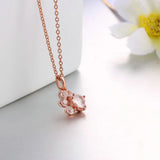 Rose Quartz Animal Claws Necklace & Pendant 925 Sterling Silver Rose Plated