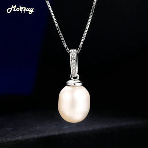 Freshwater Pearl Chain Necklace & Pendant 925 Silver Rose Plated Jewelry