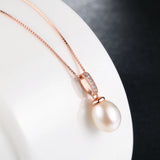 Freshwater Pearl Chain Necklace & Pendant 925 Silver Rose Plated Jewelry