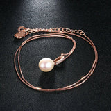 Freshwater Pearl Chain Necklace & Pendant 925 Silver Rose Plated Jewelry