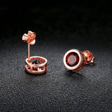 Garnet Gemstone Stud Earrings 925 Sterling Silver Fine Jewelry For Women Girls
