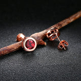 Garnet Gemstone Stud Earrings 925 Sterling Silver Fine Jewelry For Women Girls