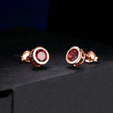 Garnet Gemstone Stud Earrings 925 Sterling Silver Fine Jewelry For Women Girls
