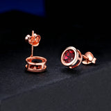 Garnet Gemstone Stud Earrings 925 Sterling Silver Fine Jewelry For Women Girls