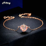 Rose Quartz Heart Gemstone Bracelet 925 Sterling Silver