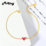 Sweety Heart S925 Silver Bracelet Women Synthetic Corundum 14K Plated