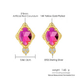 Vingate Princess Earring 925 Silver Stud Synthetic Corundum 14K Plated
