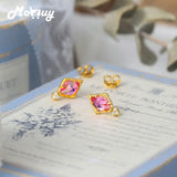 Vingate Princess Earring 925 Silver Stud Synthetic Corundum 14K Plated