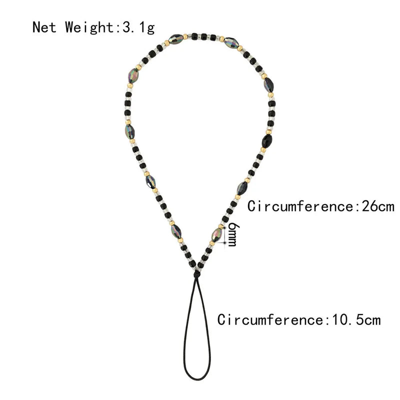 Smiley Beads Phone Case Crystal Chain Lanyard