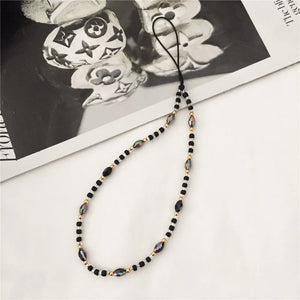 Smiley Beads Phone Case Crystal Chain Lanyard
