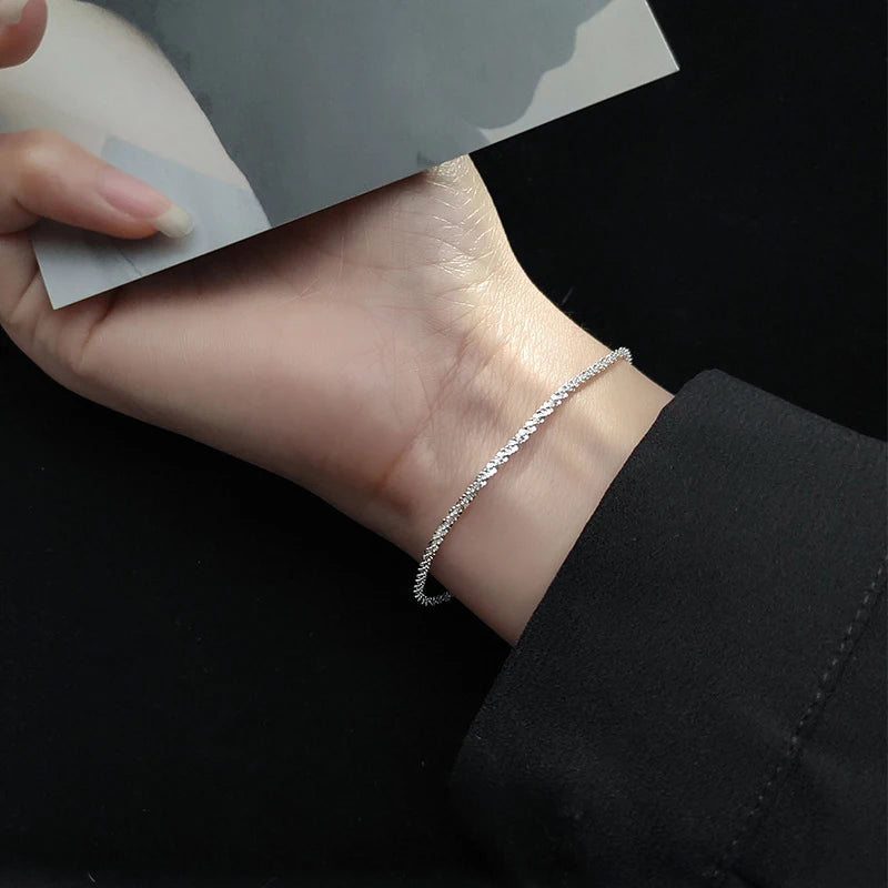 925 Silver Gypsophila Chain Bracelet Unisex Jewelry