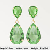 Green Crystal Yarn Flower Dangle Earrings