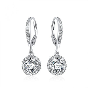 Sterling Silver Zircon Dangle Drop Earrings for Girls
