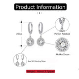 Sterling Silver Zircon Dangle Drop Earrings for Girls