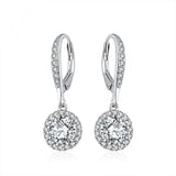 Sterling Silver Zircon Dangle Drop Earrings for Girls