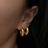 925 Silver Needle Hoop Earrings Textured Design Women Gift Ear Accessories