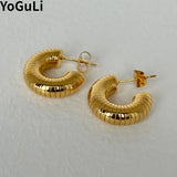 925 Silver Needle Hoop Earrings Textured Design Women Gift Ear Accessories