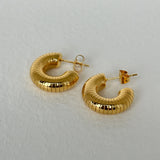 925 Silver Needle Hoop Earrings Textured Design Women Gift Ear Accessories