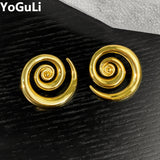 925 Silver Needle Geometric Stud Earrings High Brass Earrings