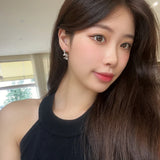 925 Silver Needle Hoop Earrings with Simulated Pearl - Hot Style