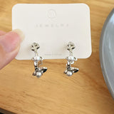 925 Silver Needle Hoop Earrings with Simulated Pearl - Hot Style