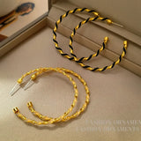 925 Silver Needle Big Hoop Earrings For Women Party Gift Daily Wearing