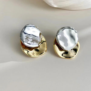 Modern 925 Silver Metal Stud Earrings For Women Girl Gift