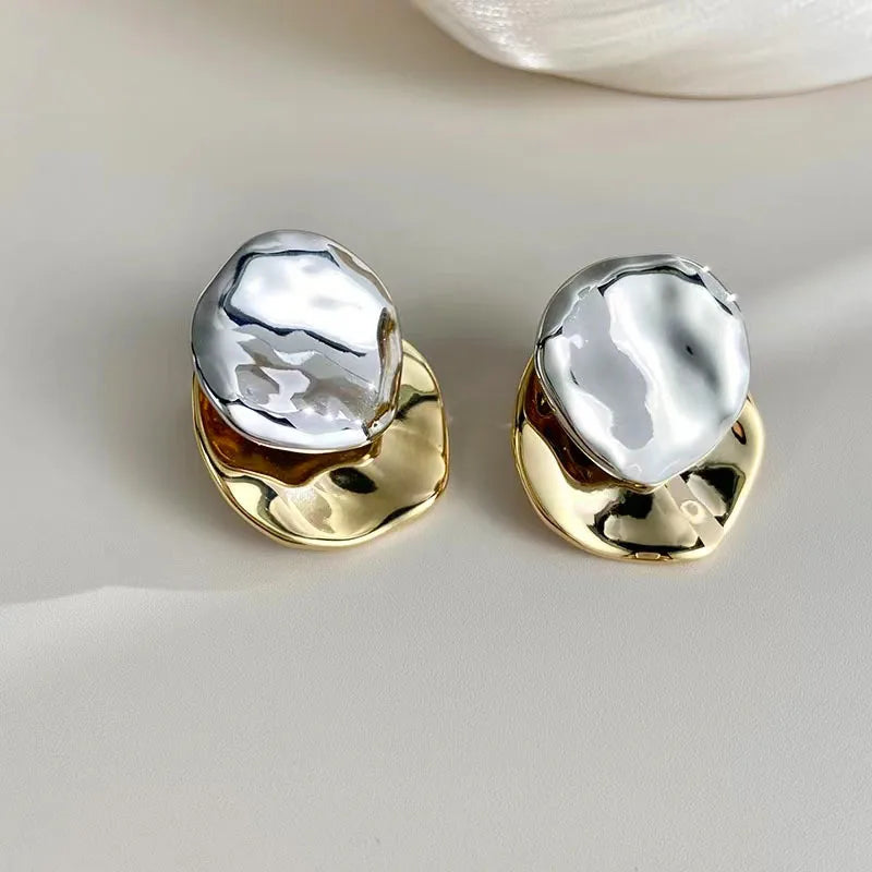 Modern 925 Silver Metal Stud Earrings For Women Girl Gift